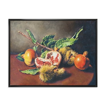 Designart 'Ancient Still Life of Orange Fruits' Traditional Framed Canvas Wall Art Print