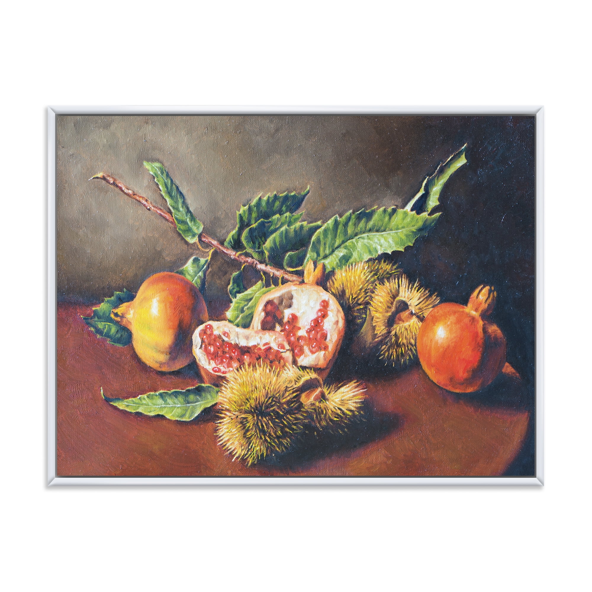 Designart 'Ancient Still Life of Orange Fruits' Traditional Framed Canvas Wall Art Print