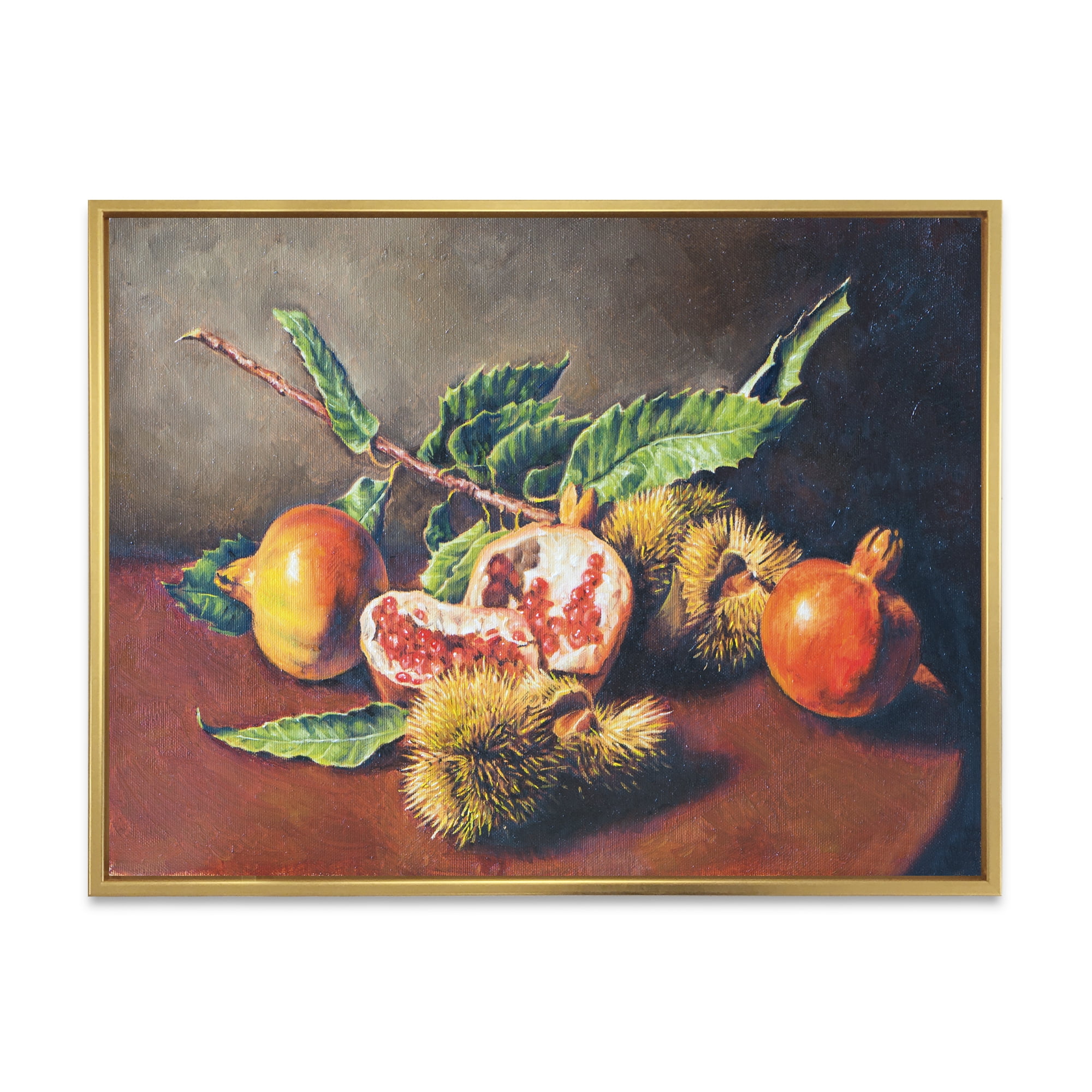 Designart 'Ancient Still Life of Orange Fruits' Traditional Framed Canvas Wall Art Print
