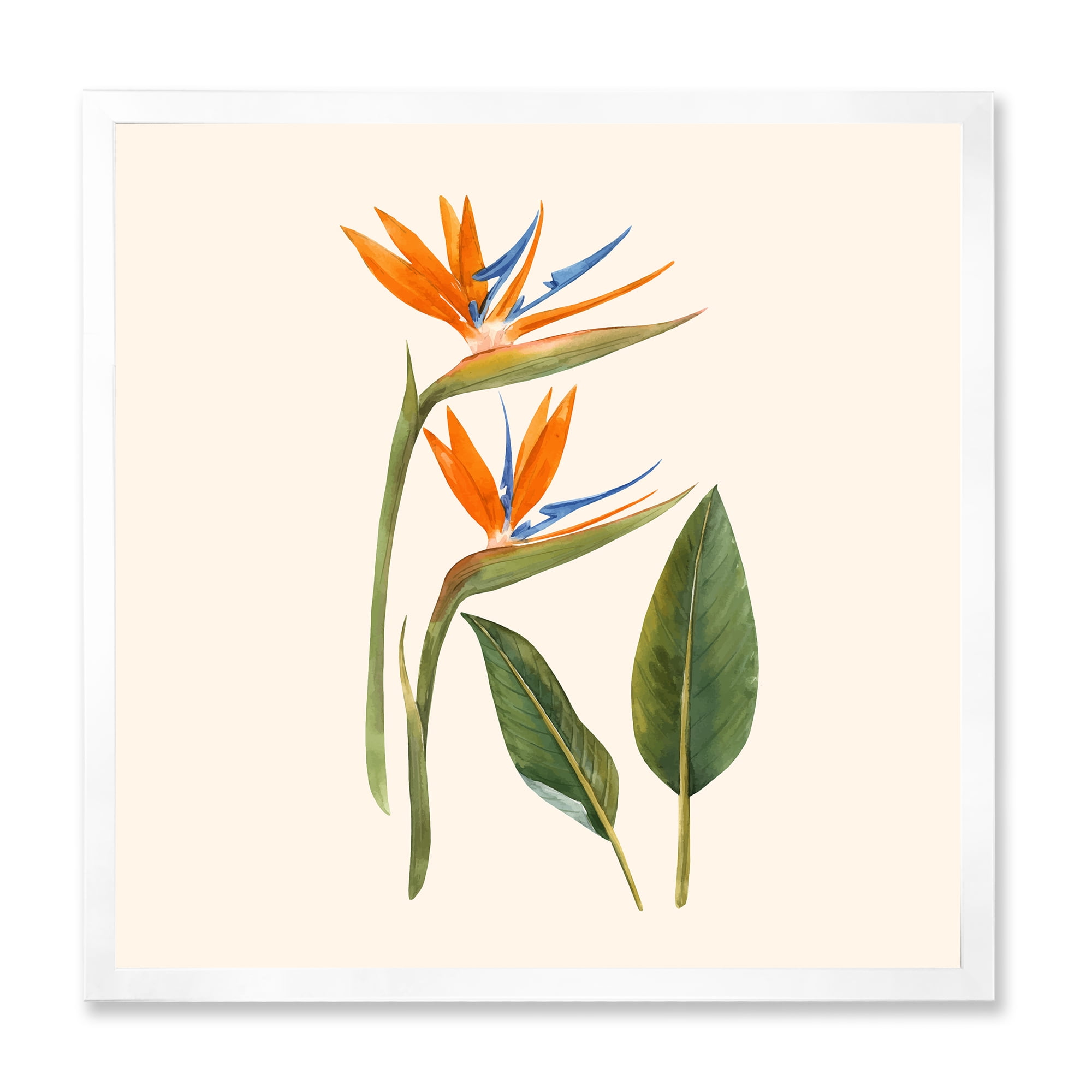 Designart 'Ancient Strelitzia Flowers' Traditional Framed Art Print