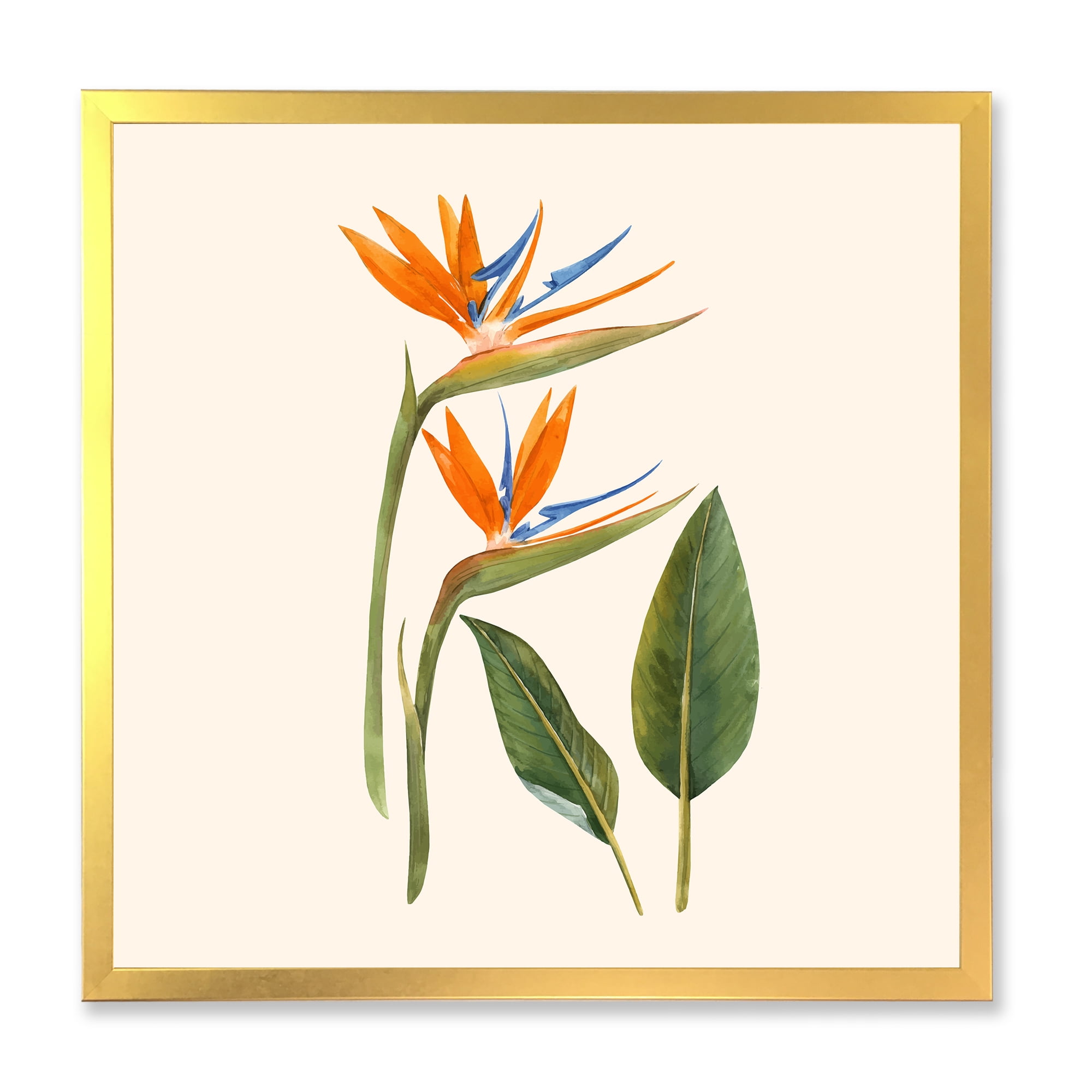 Designart 'Ancient Strelitzia Flowers' Traditional Framed Art Print