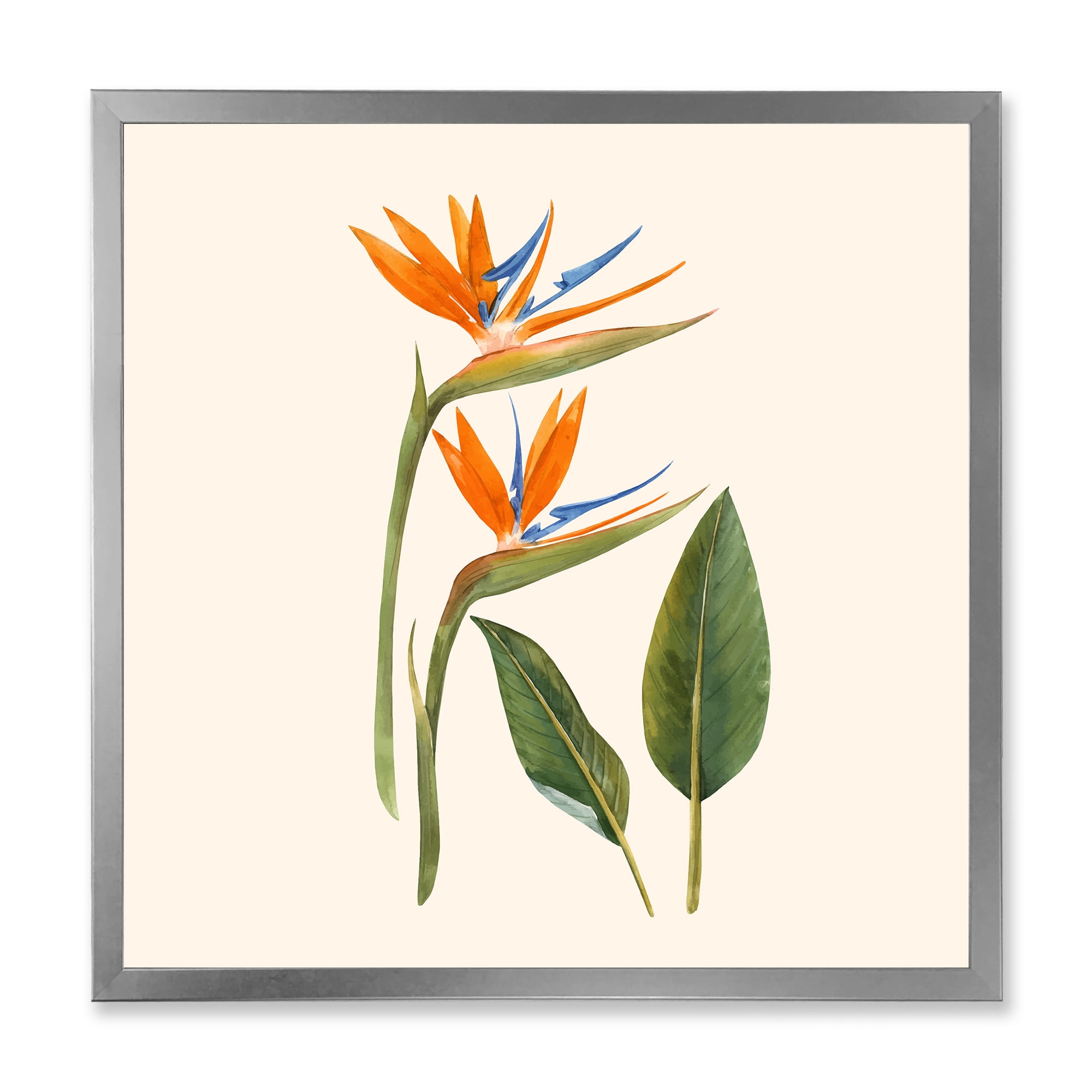 Designart 'Ancient Strelitzia Flowers' Traditional Framed Art Print