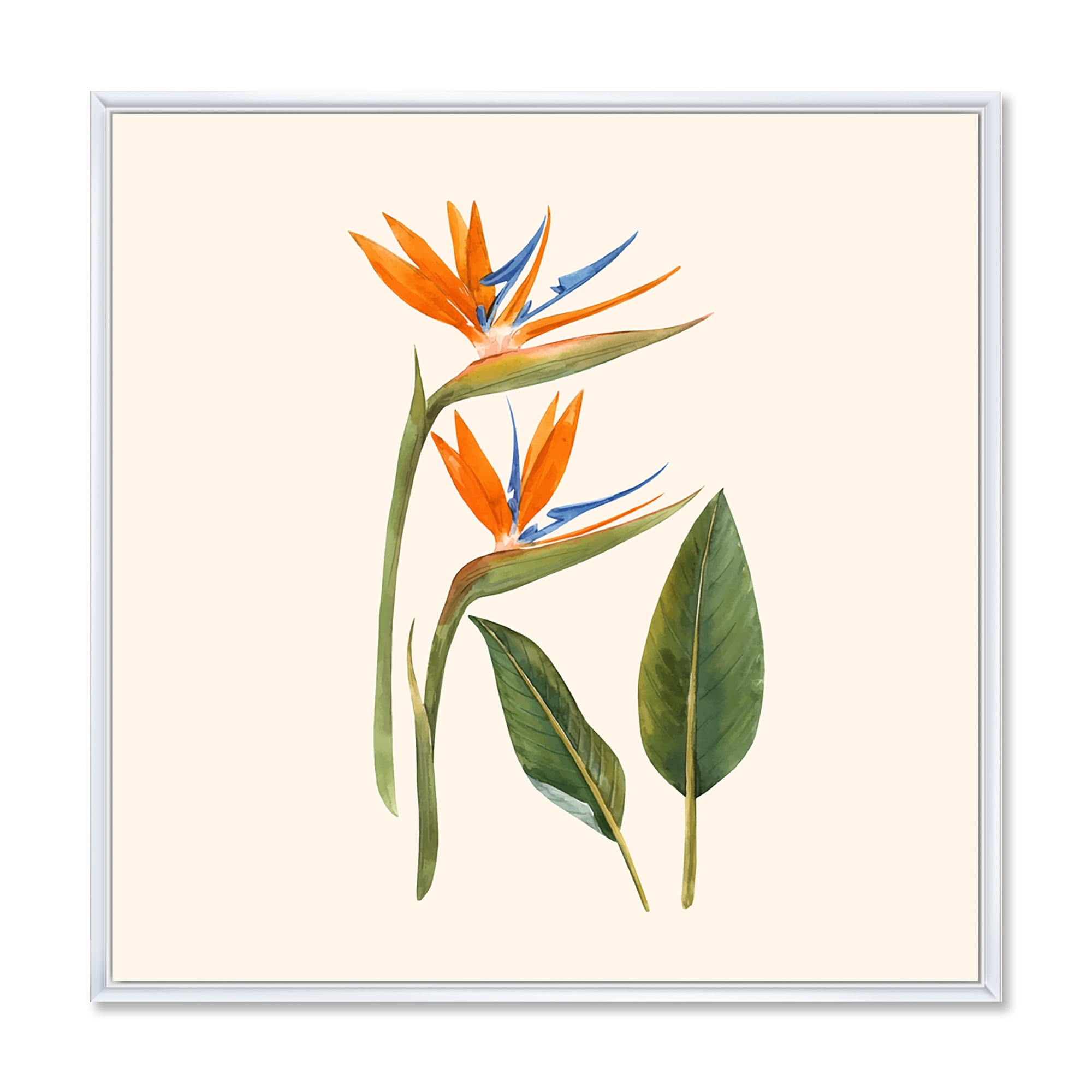 Designart 'Ancient Strelitzia Flowers' Traditional Framed Canvas Wall Art Print
