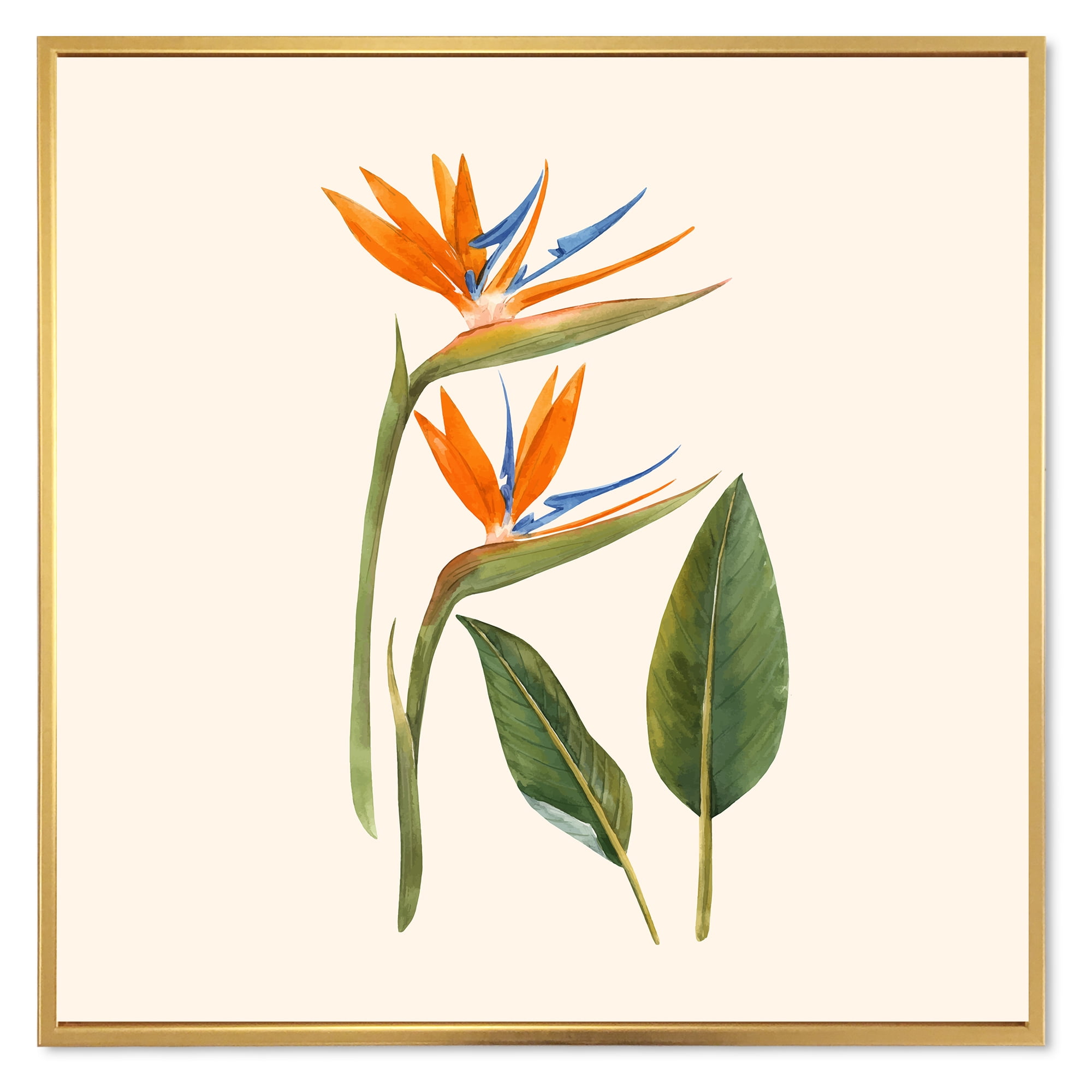 Designart 'Ancient Strelitzia Flowers' Traditional Framed Canvas Wall Art Print
