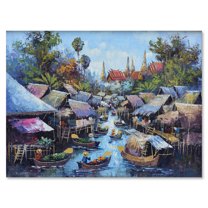 Designart ' Ancient Waterside Life I ' Traditional Canvas Wall Art Print
