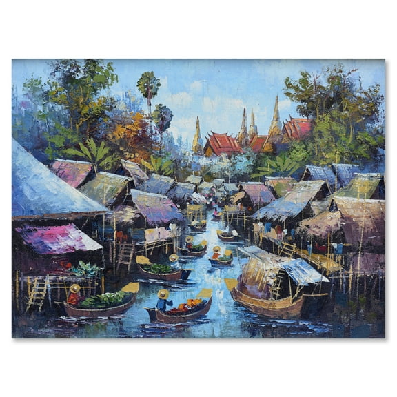 Designart ' Ancient Waterside Life I ' Traditional Canvas Wall Art Print