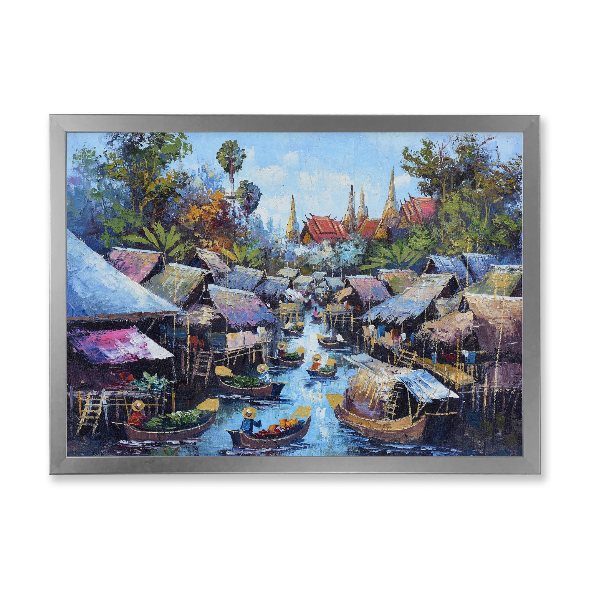 Designart 'Ancient Waterside Life I' Traditional Framed Art Print