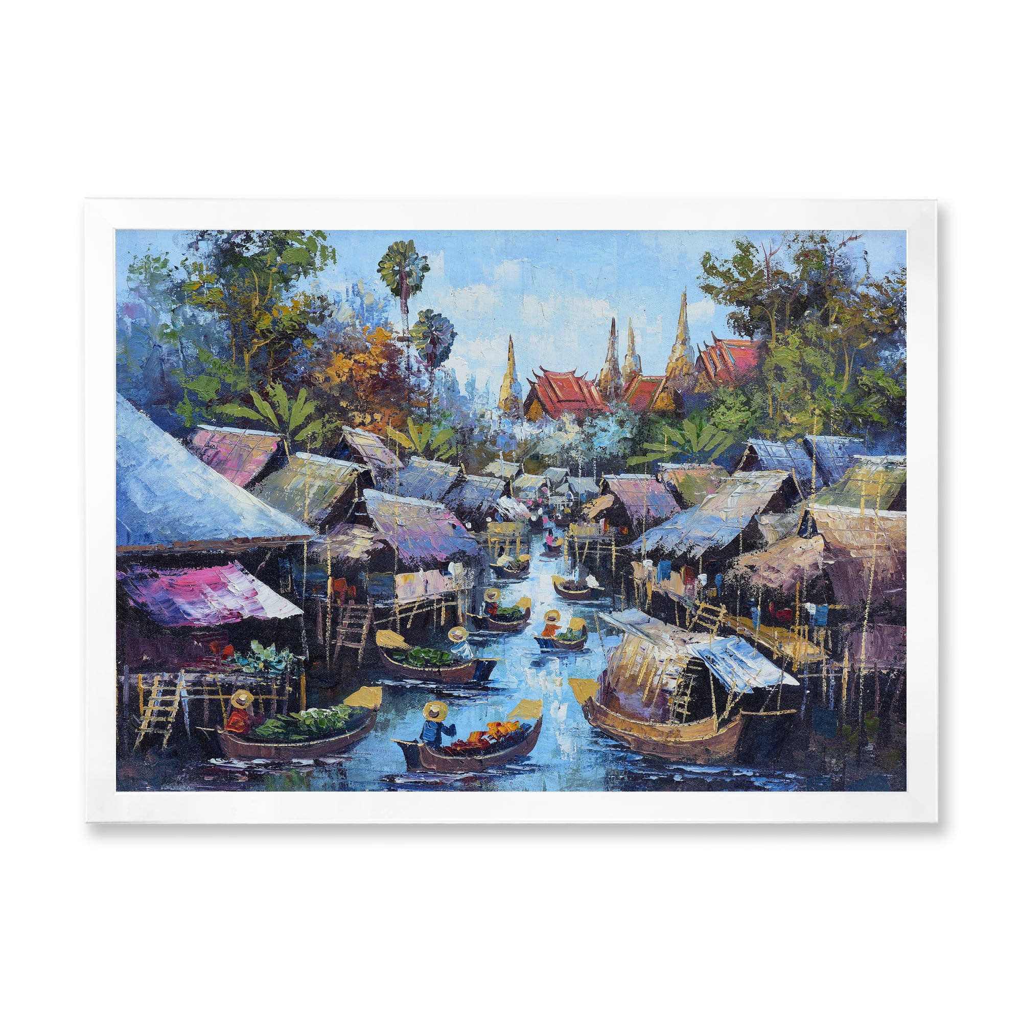 Designart 'Ancient Waterside Life I' Traditional Framed Art Print