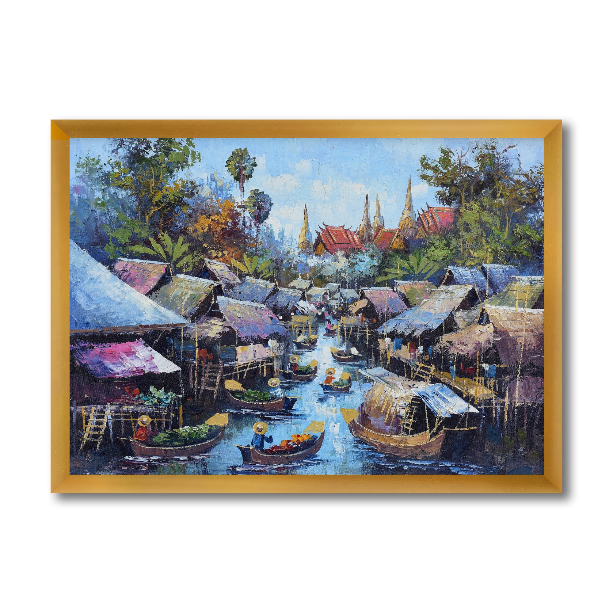 Designart 'Ancient Waterside Life I' Traditional Framed Art Print
