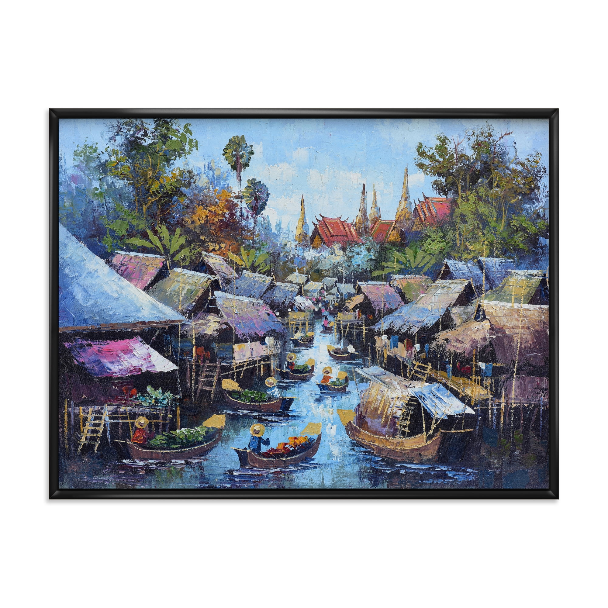 Designart 'Ancient Waterside Life I' Traditional Framed Canvas Wall Art Print