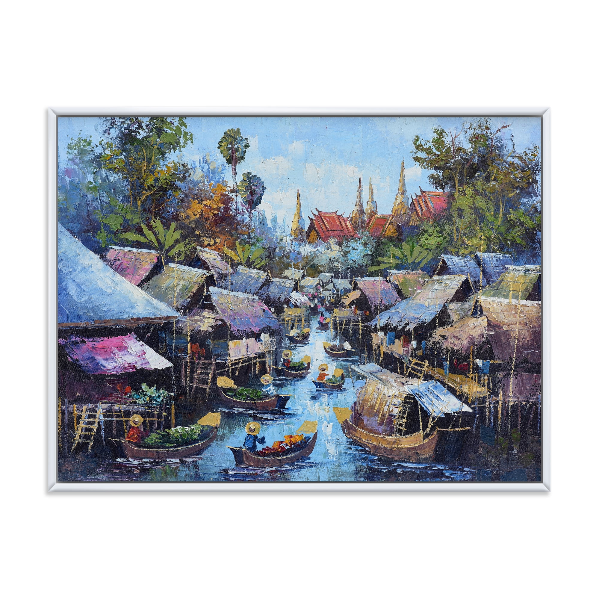 Designart 'Ancient Waterside Life I' Traditional Framed Canvas Wall Art Print