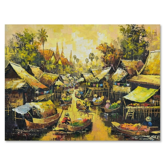 Designart ' Ancient Waterside Life II ' Traditional Canvas Wall Art Print