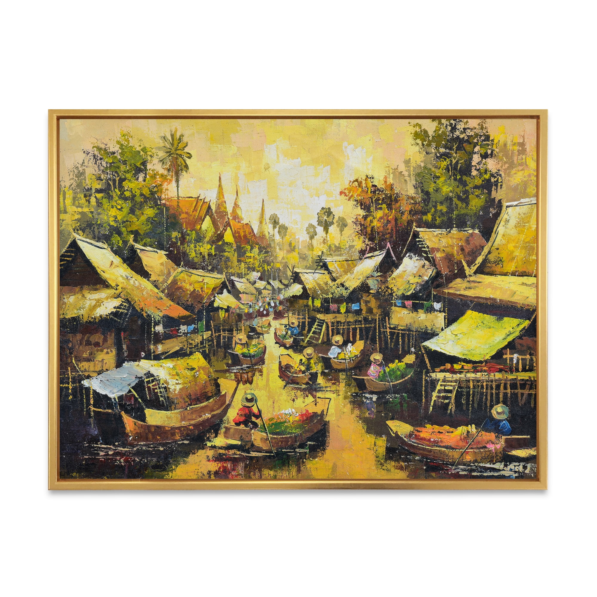 Designart 'Ancient Waterside Life II' Traditional Framed Canvas Wall Art Print