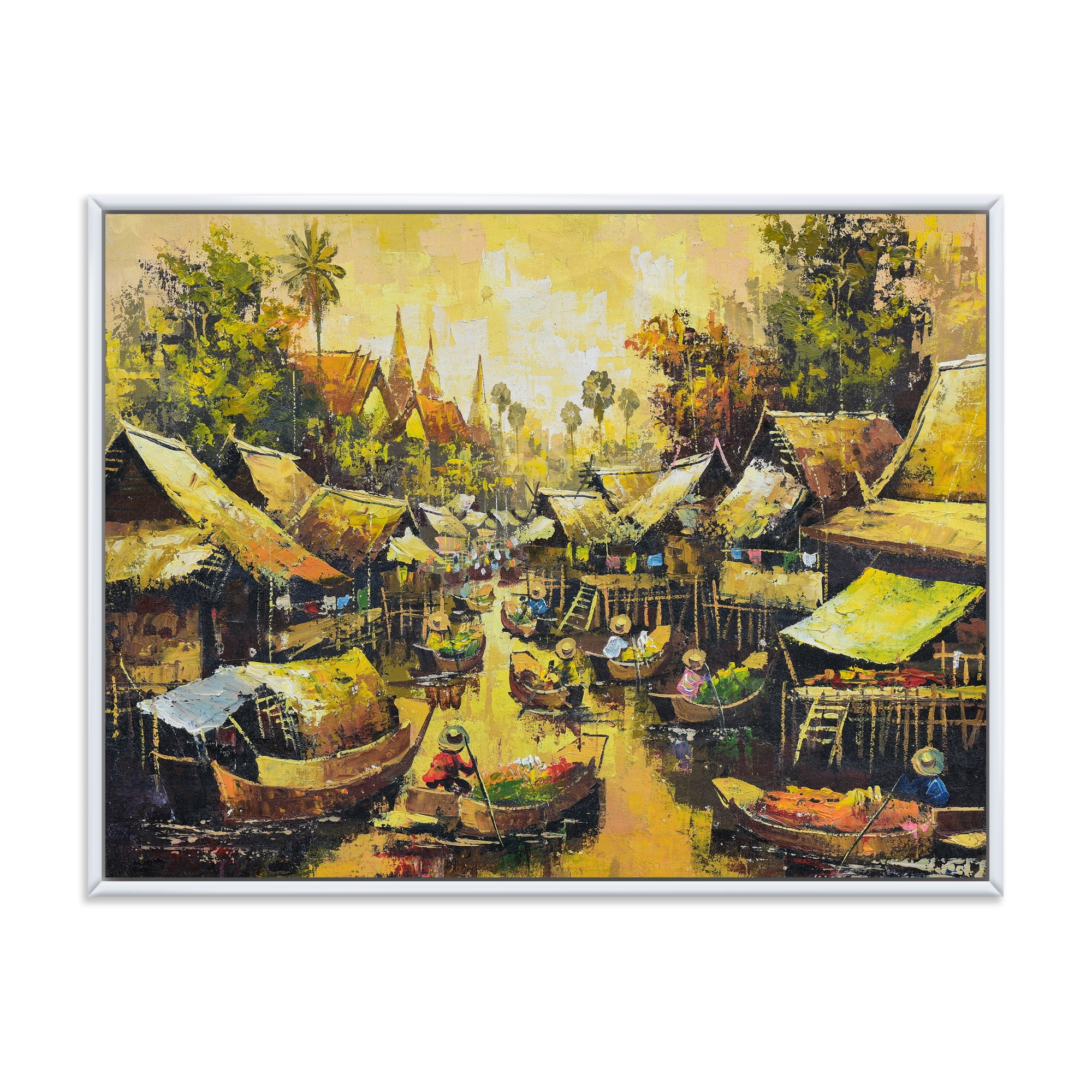 Designart 'Ancient Waterside Life II' Traditional Framed Canvas Wall Art Print