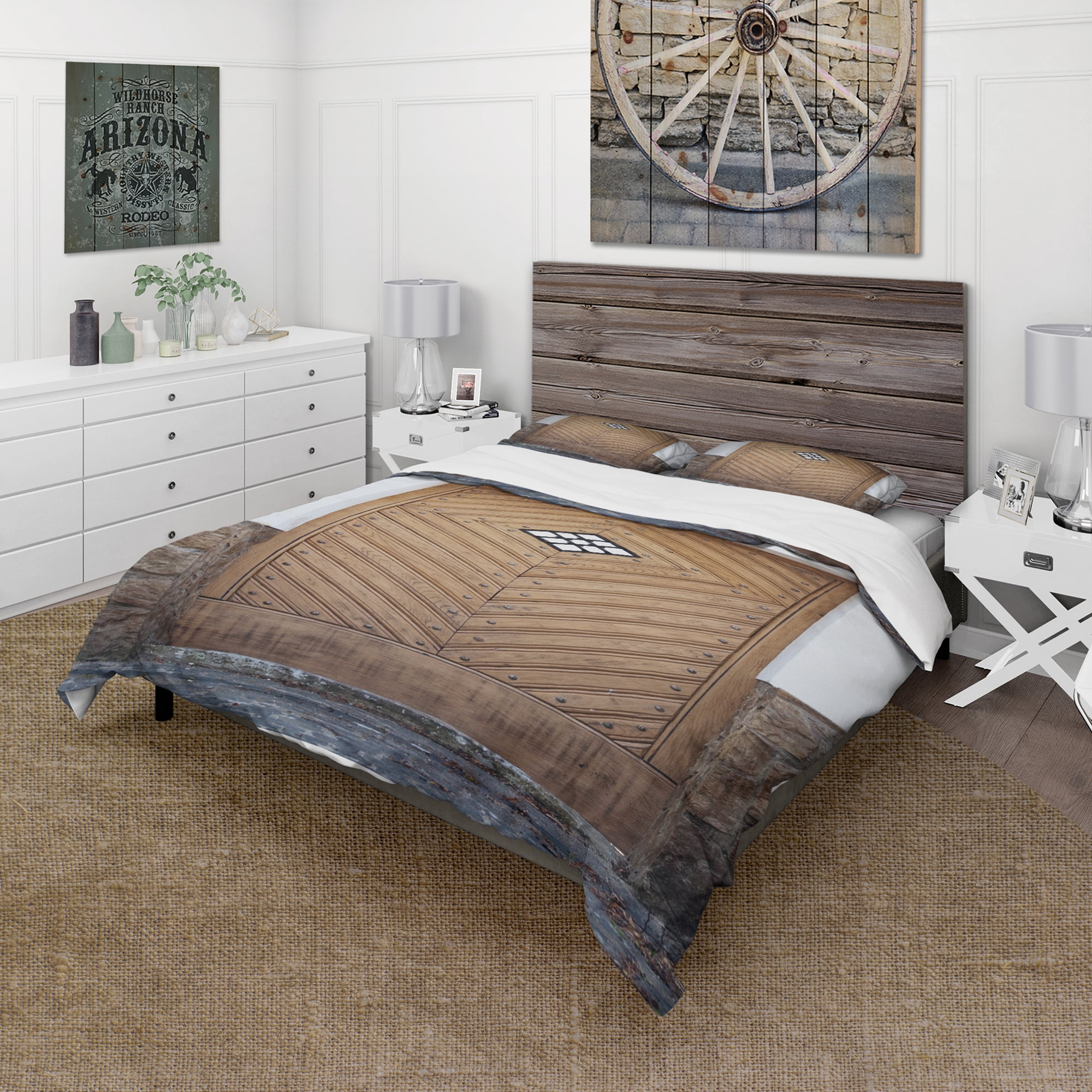 Designart 'Ancient Woor With Diamond Window' Vintage Duvet Cover Set