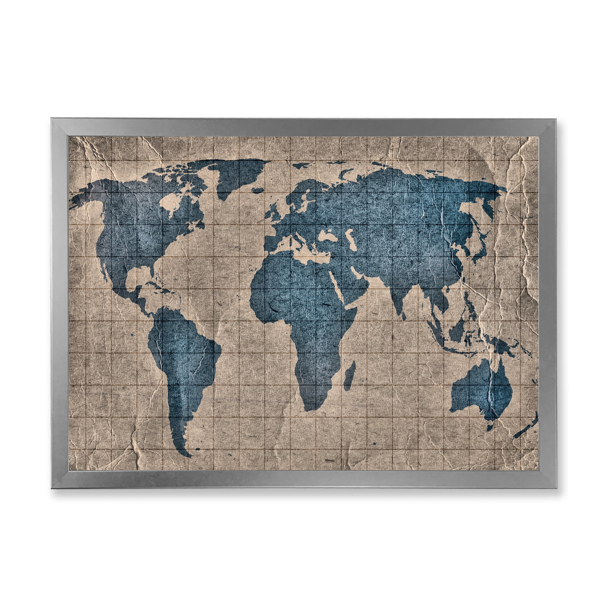 Designart 'Ancient World Map I' Rustic Framed Art Print