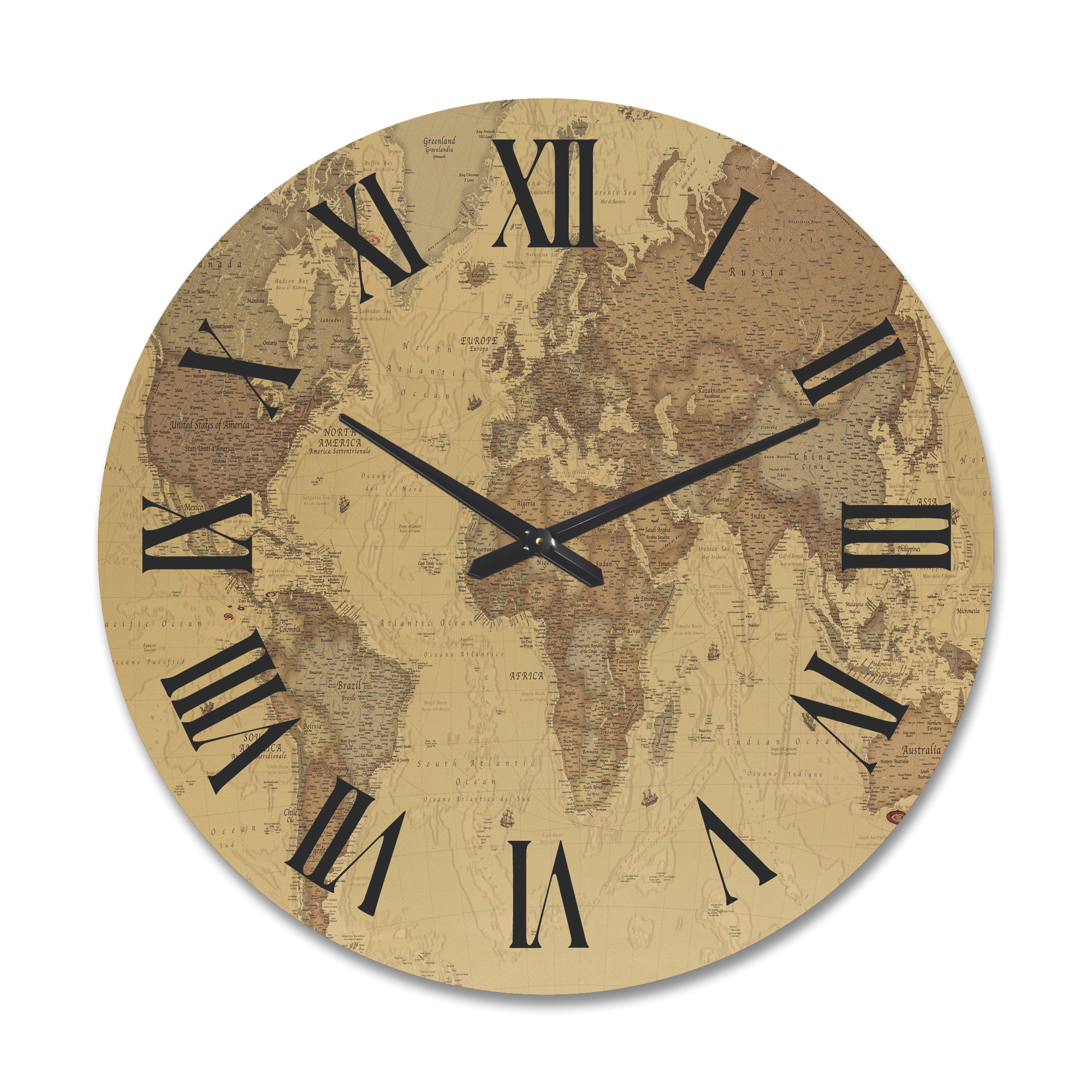Designart Vintage Wood Wall Clock - Ancient World Map III - Walmart.com