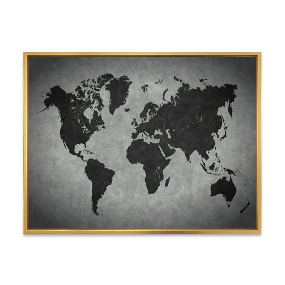 Designart 'Ancient World Map IX' Vintage Framed Canvas Wall Art Print