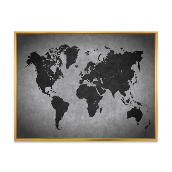 Designart 'Ancient World Map IX' Vintage Framed Canvas Wall Art Print