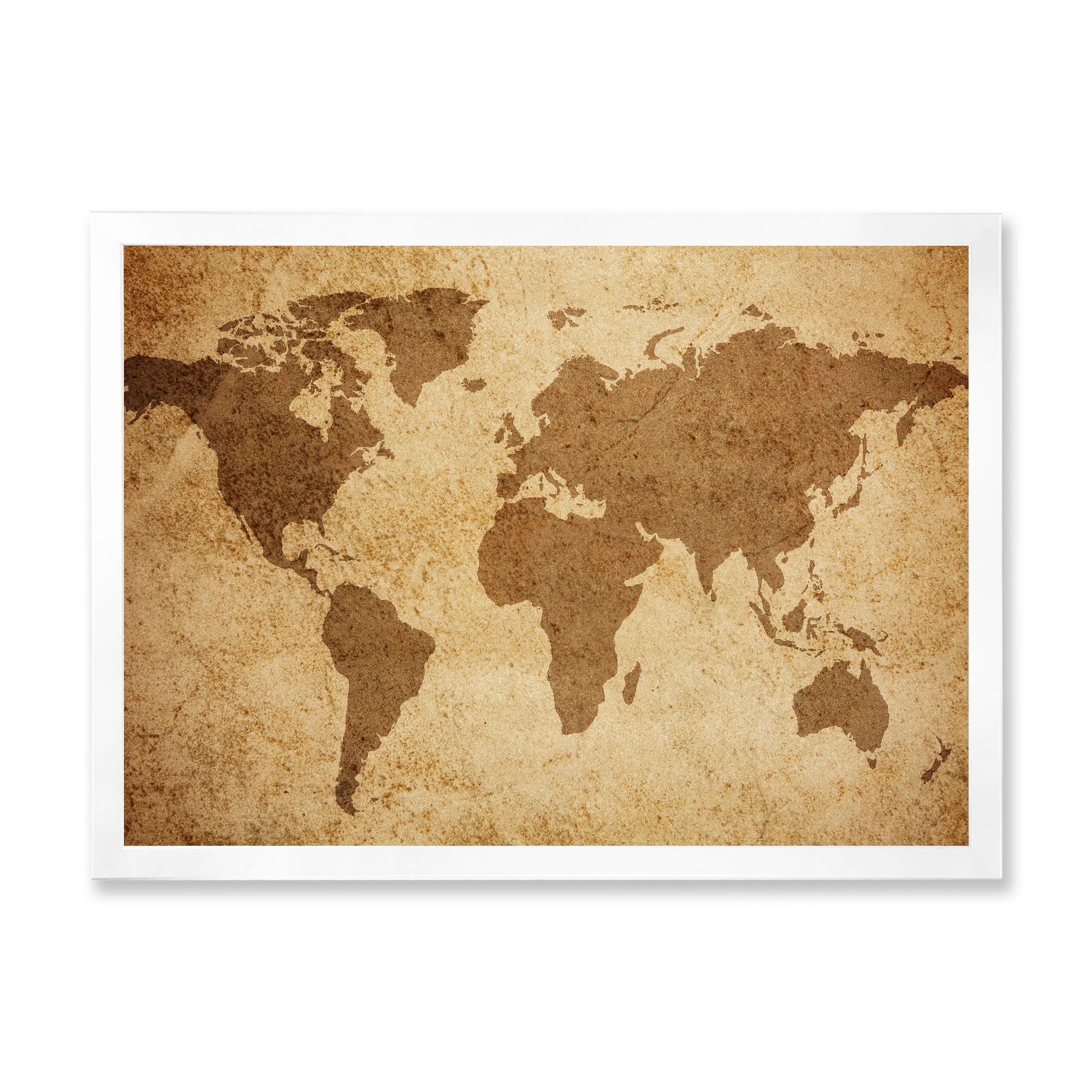 Designart 'Ancient World Map V' Vintage Framed Art Print