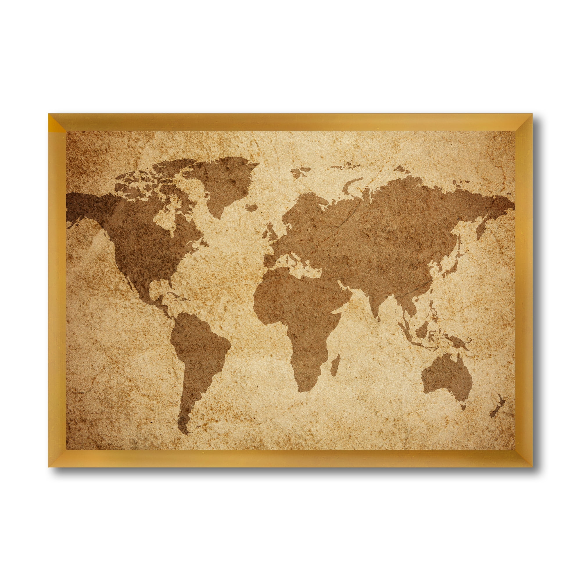 Designart 'Ancient World Map V' Vintage Framed Art Print