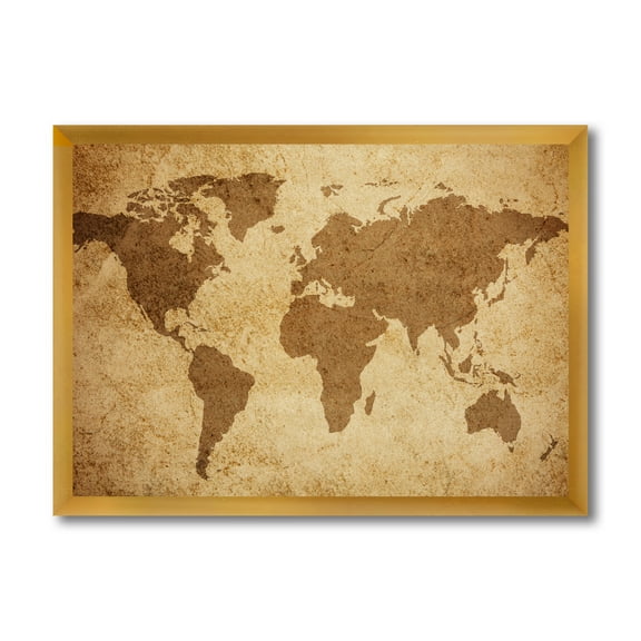 Designart 'Ancient World Map V' Vintage Framed Art Print