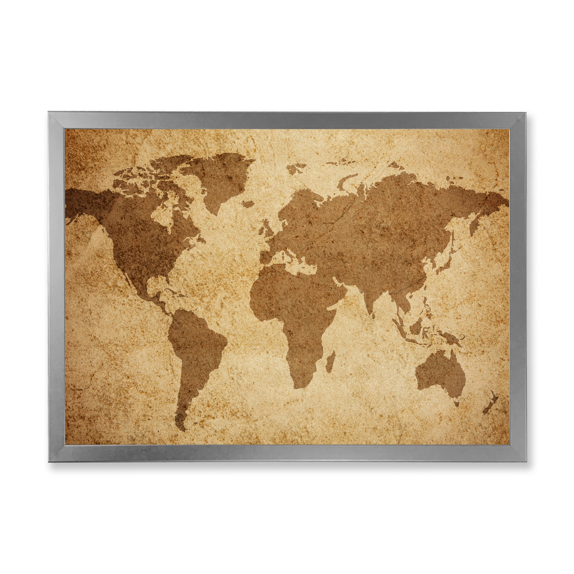 Designart 'Ancient World Map V' Vintage Framed Art Print