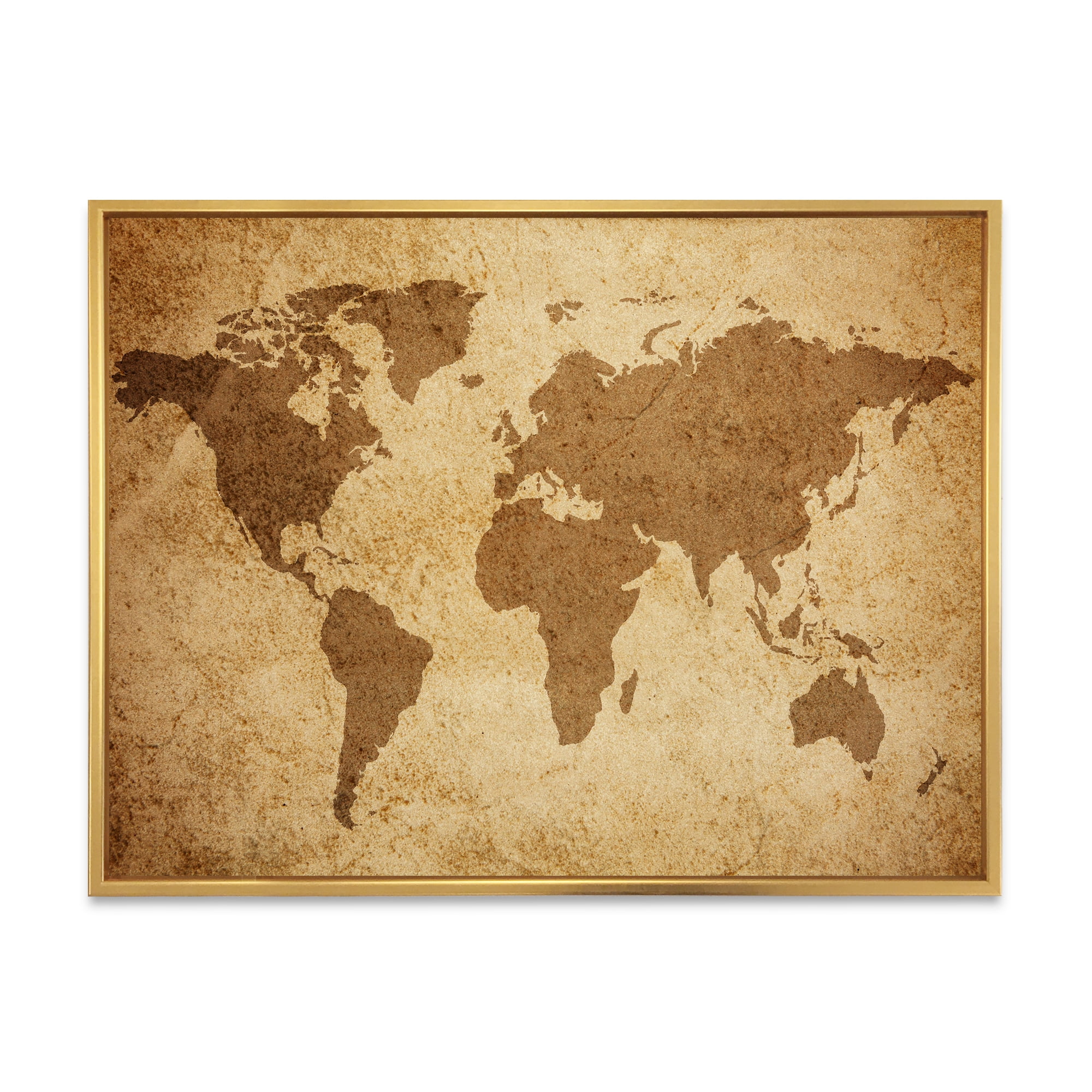 Designart 'Ancient World Map V' Vintage Framed Canvas Wall Art Print