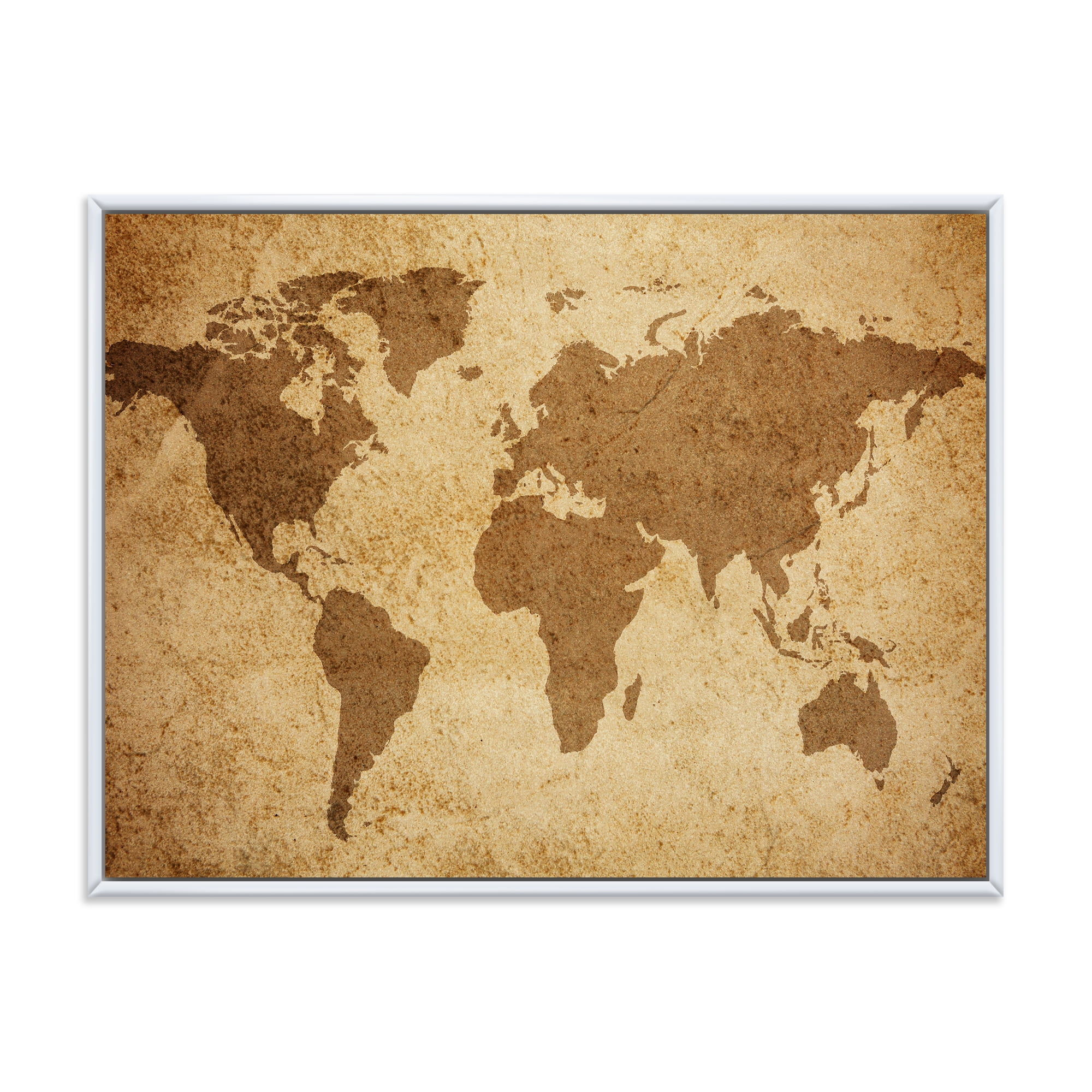 Designart 'Ancient World Map V' Vintage Framed Canvas Wall Art Print