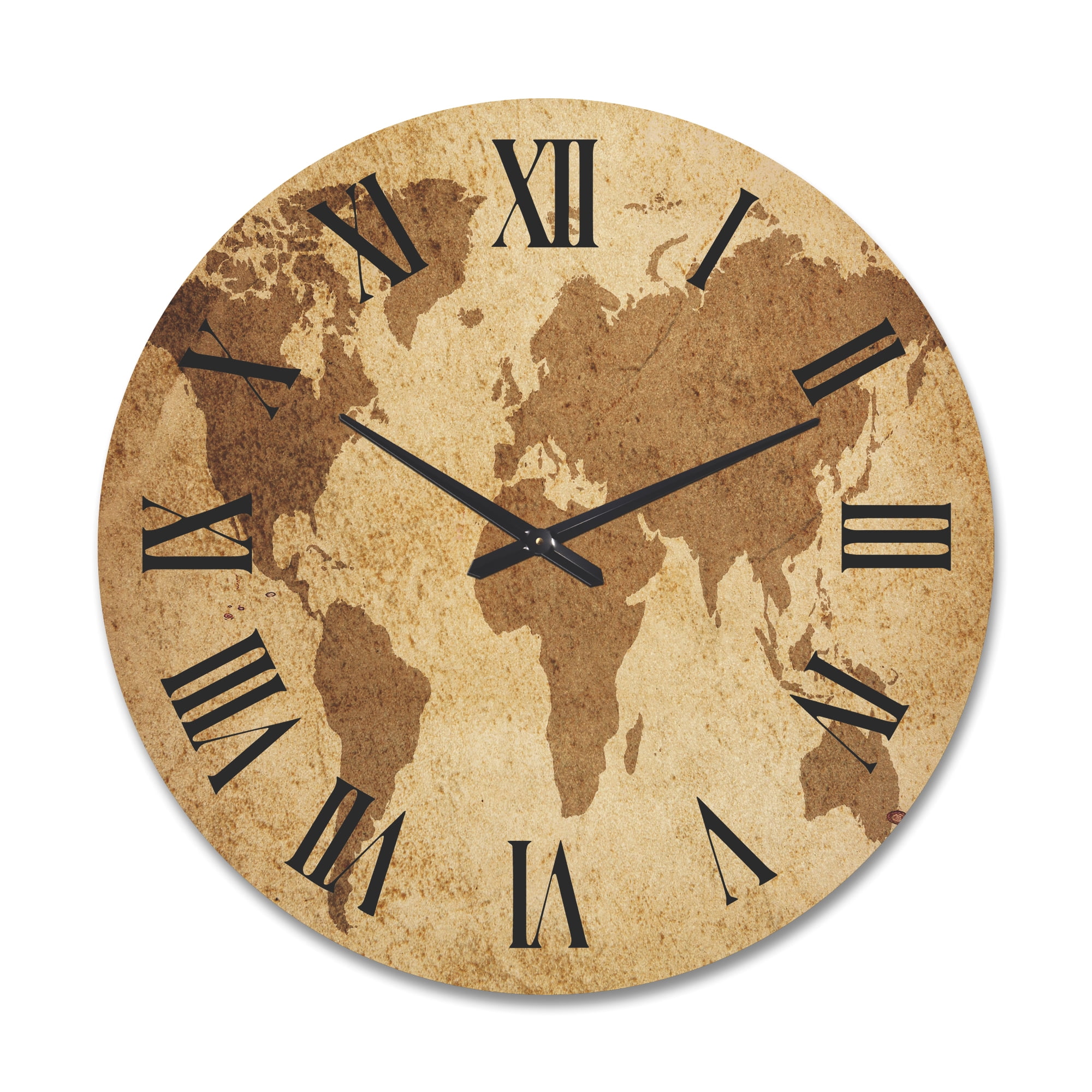 Designart 'Ancient World Map V' Vintage Wood Wall Clock