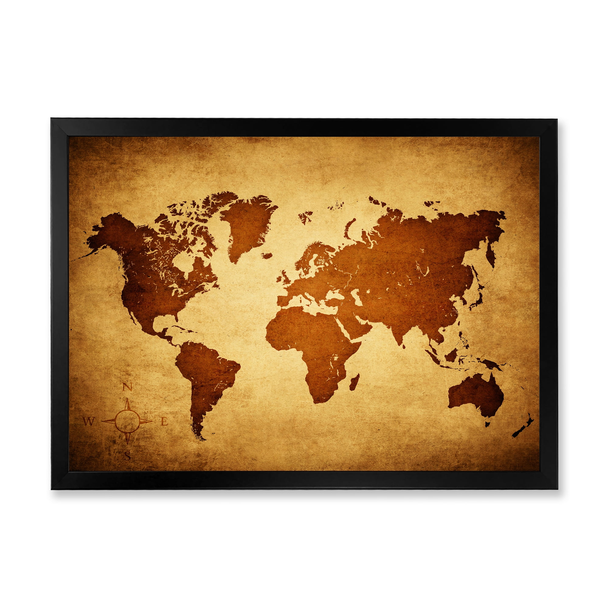 Designart 'Ancient World Map VI' Vintage Framed Art Print