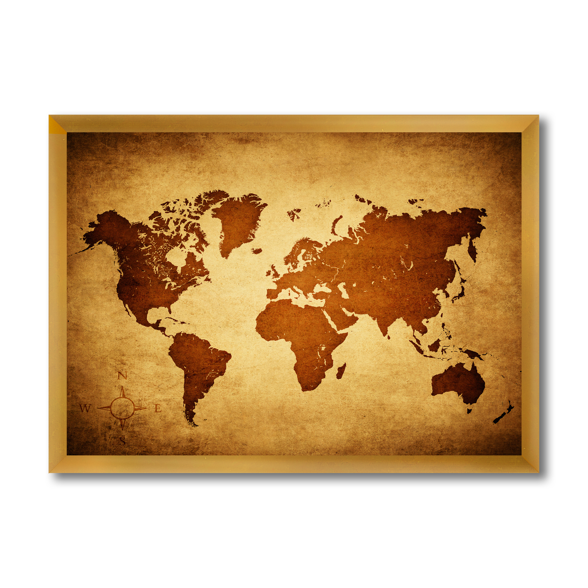 Designart 'Ancient World Map VI' Vintage Framed Art Print