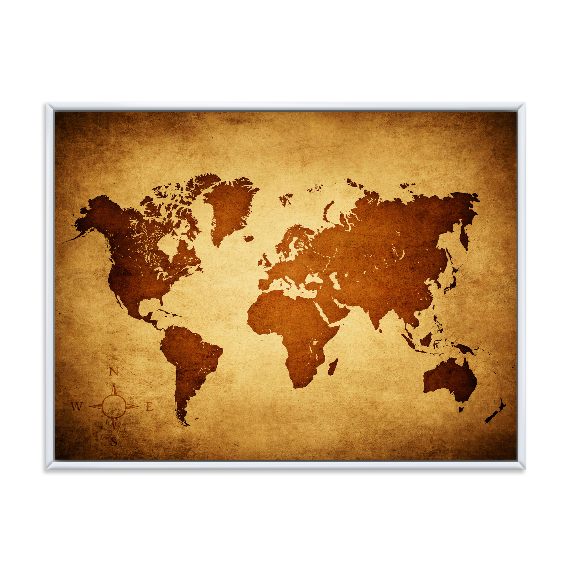 Designart 'Ancient World Map VI' Vintage Framed Canvas Wall Art Print
