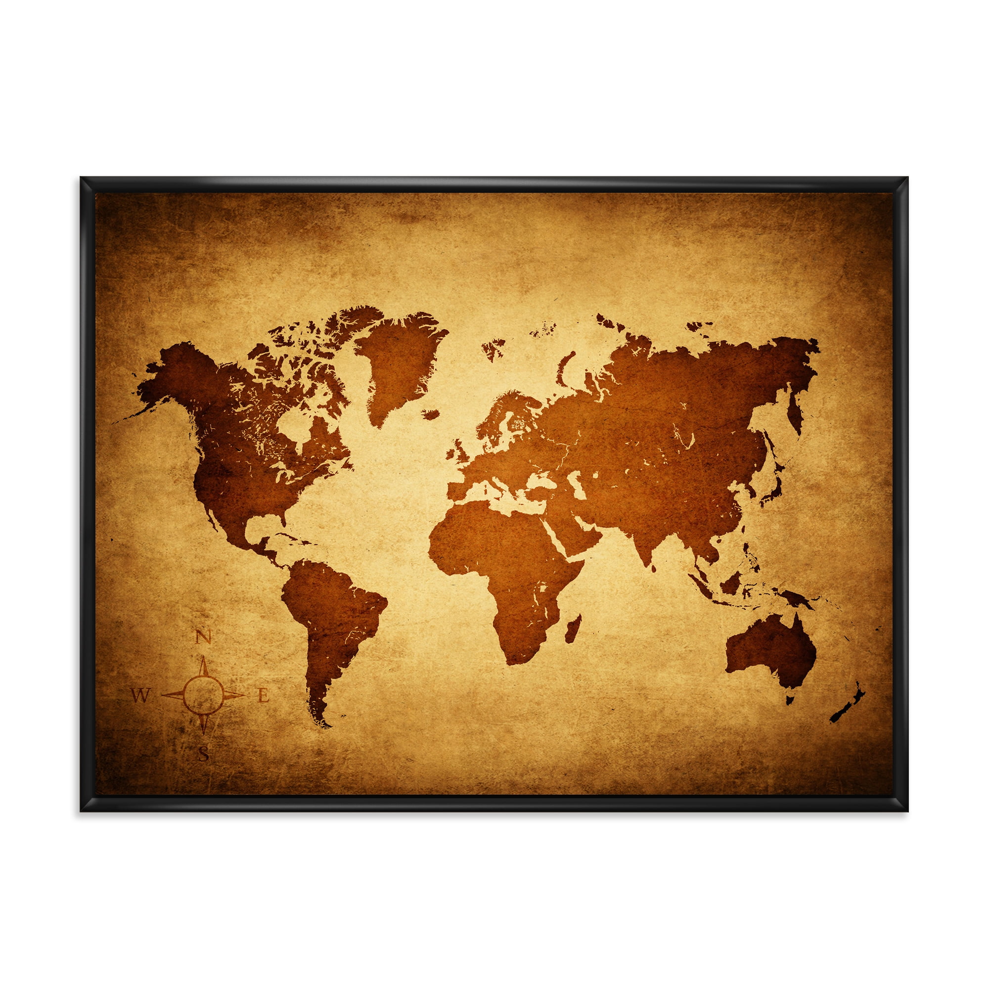 Designart 'Ancient World Map VI' Vintage Framed Canvas Wall Art Print
