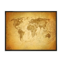 Designart 'Ancient World Map X' Vintage Framed Canvas Wall Art Print
