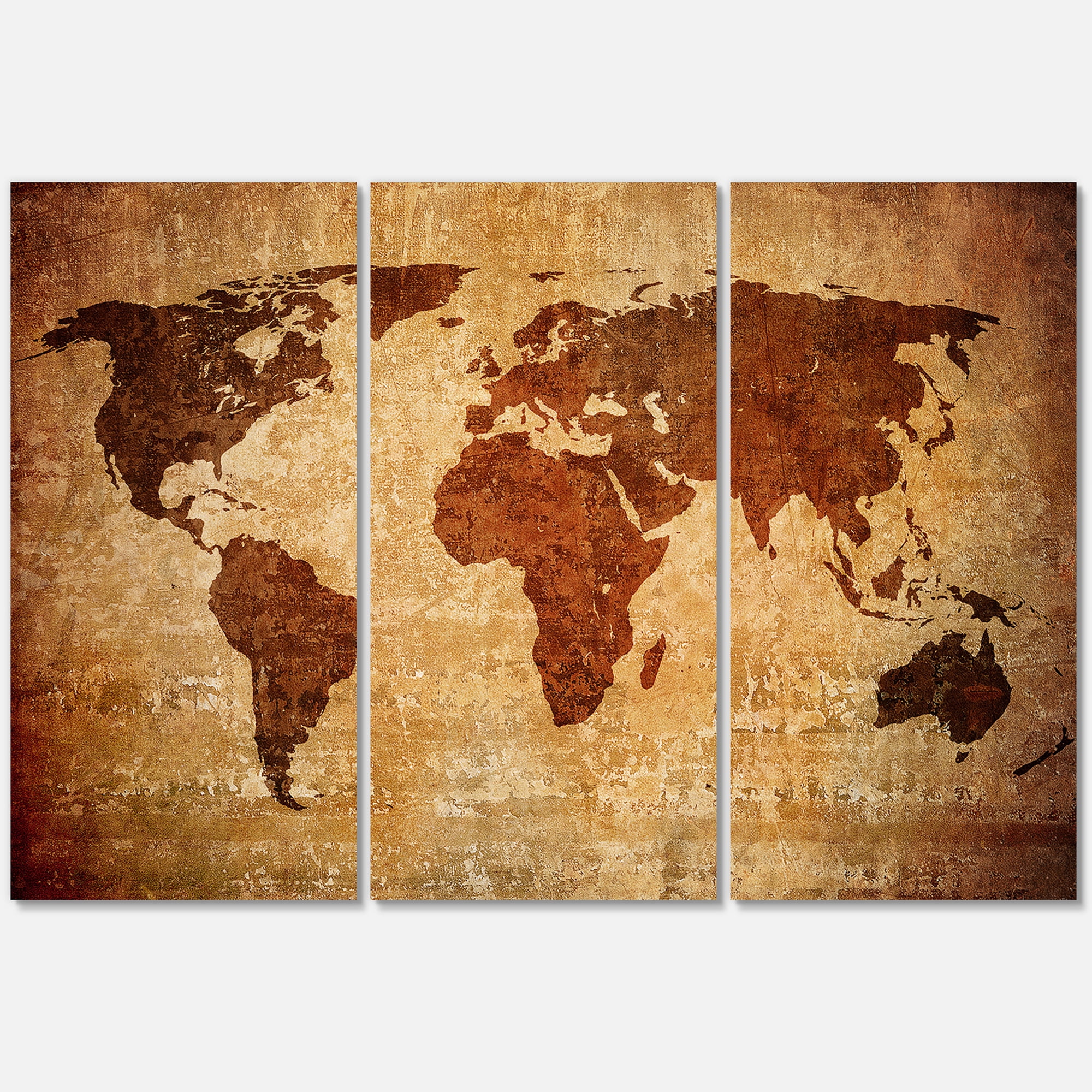 Designart ' Ancient World Map XI ' Vintage Canvas Wall Art Print