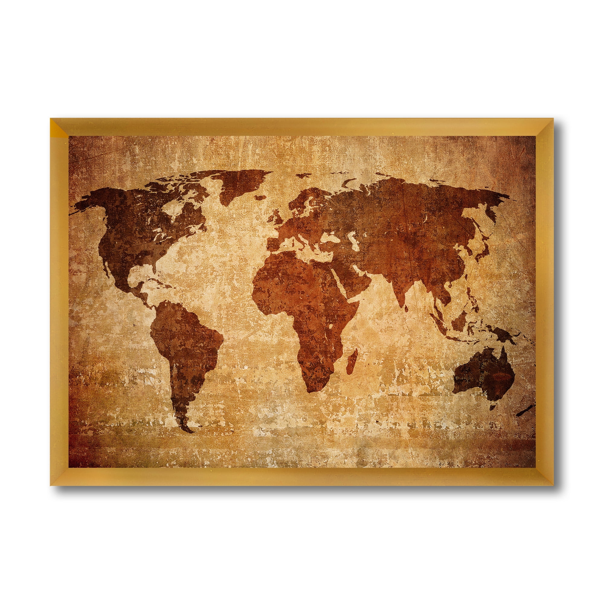 Designart 'Ancient World Map XI' Vintage Framed Art Print