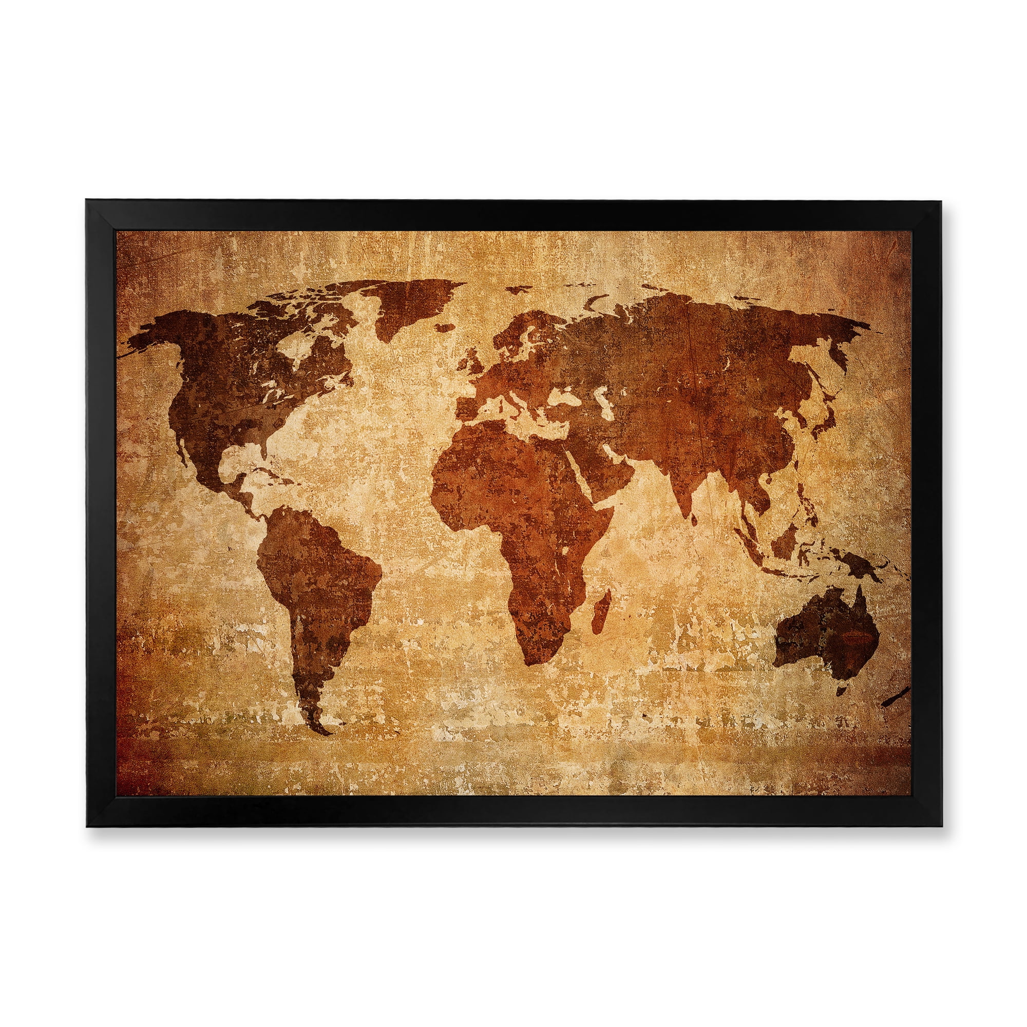 Designart 'Ancient World Map XI' Vintage Framed Art Print