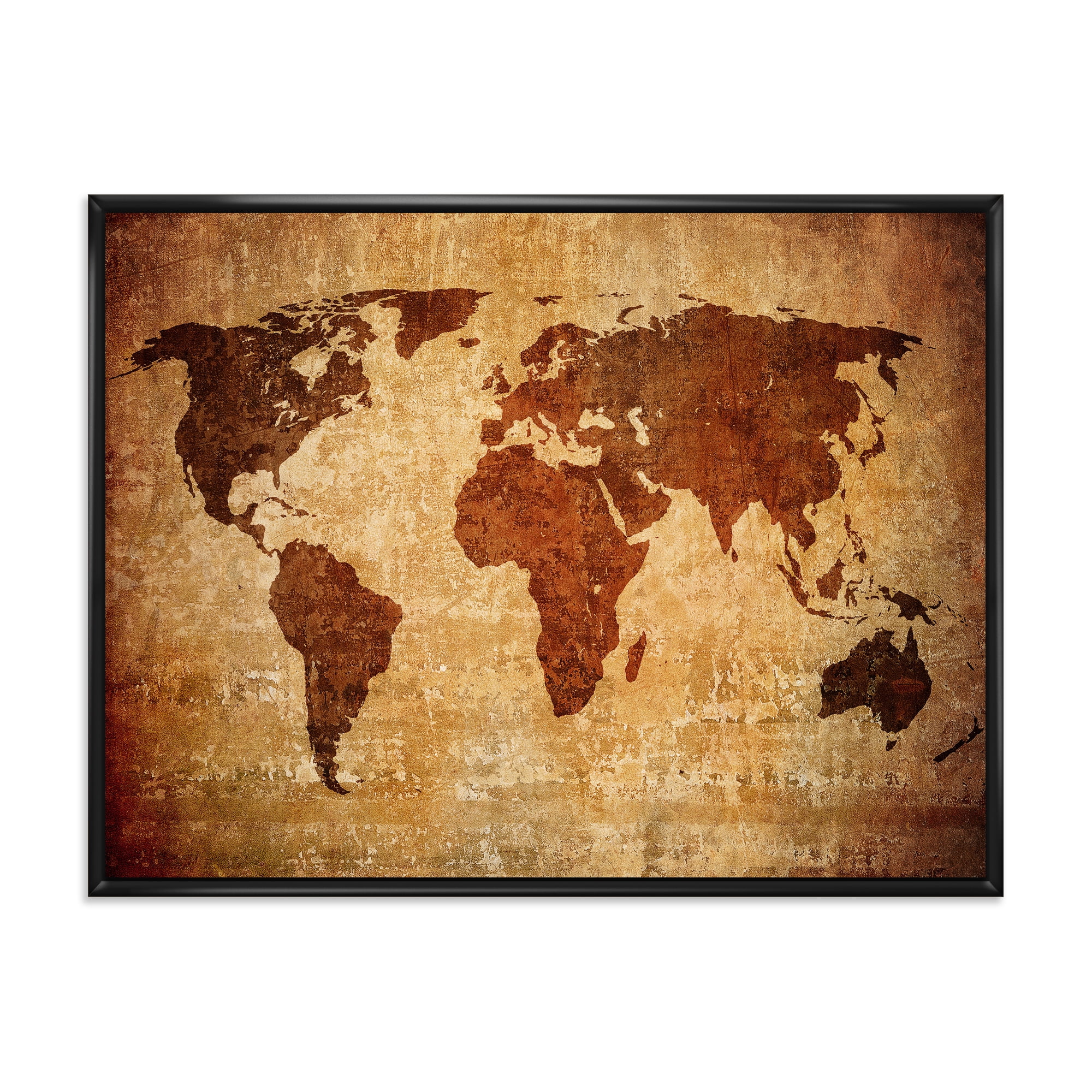 Designart 'Ancient World Map XI' Vintage Framed Canvas Wall Art Print