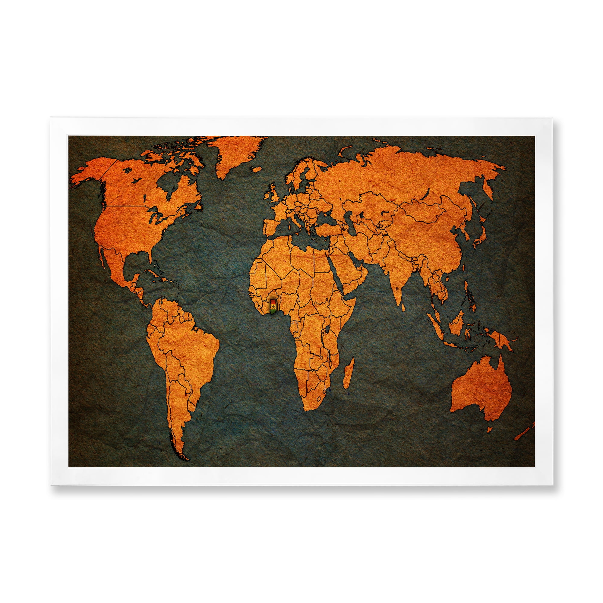 Designart 'Ancient World Map of Africa' Vintage Framed Art Print