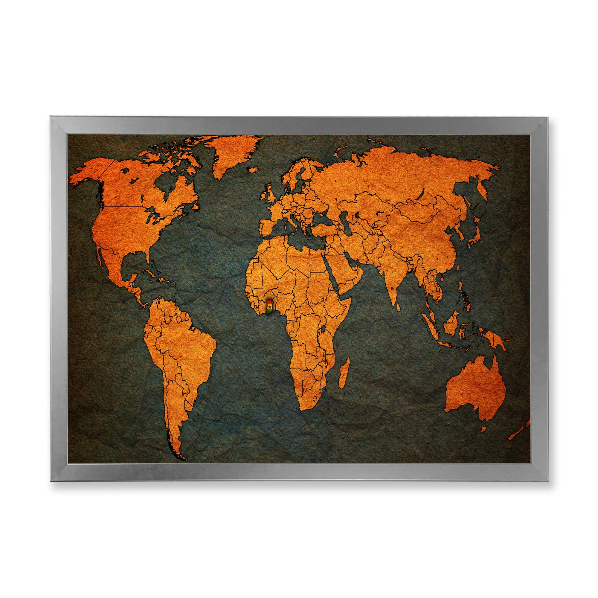 Designart 'Ancient World Map of Africa' Vintage Framed Art Print