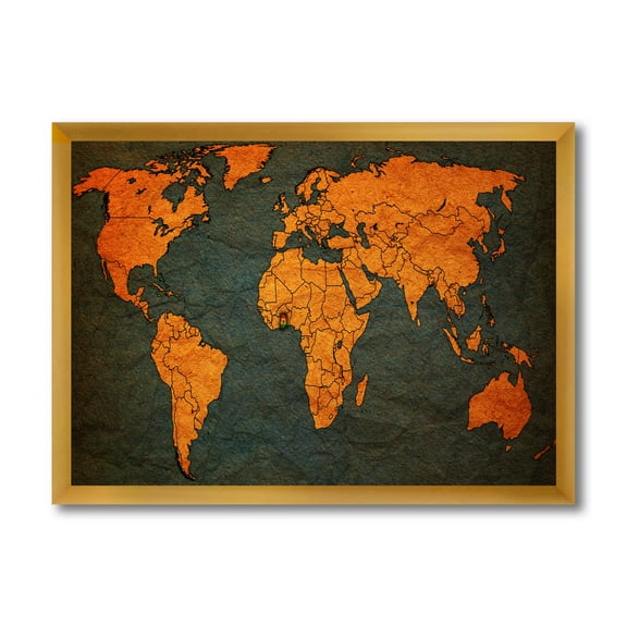 Designart 'Ancient World Map of Africa' Vintage Framed Art Print