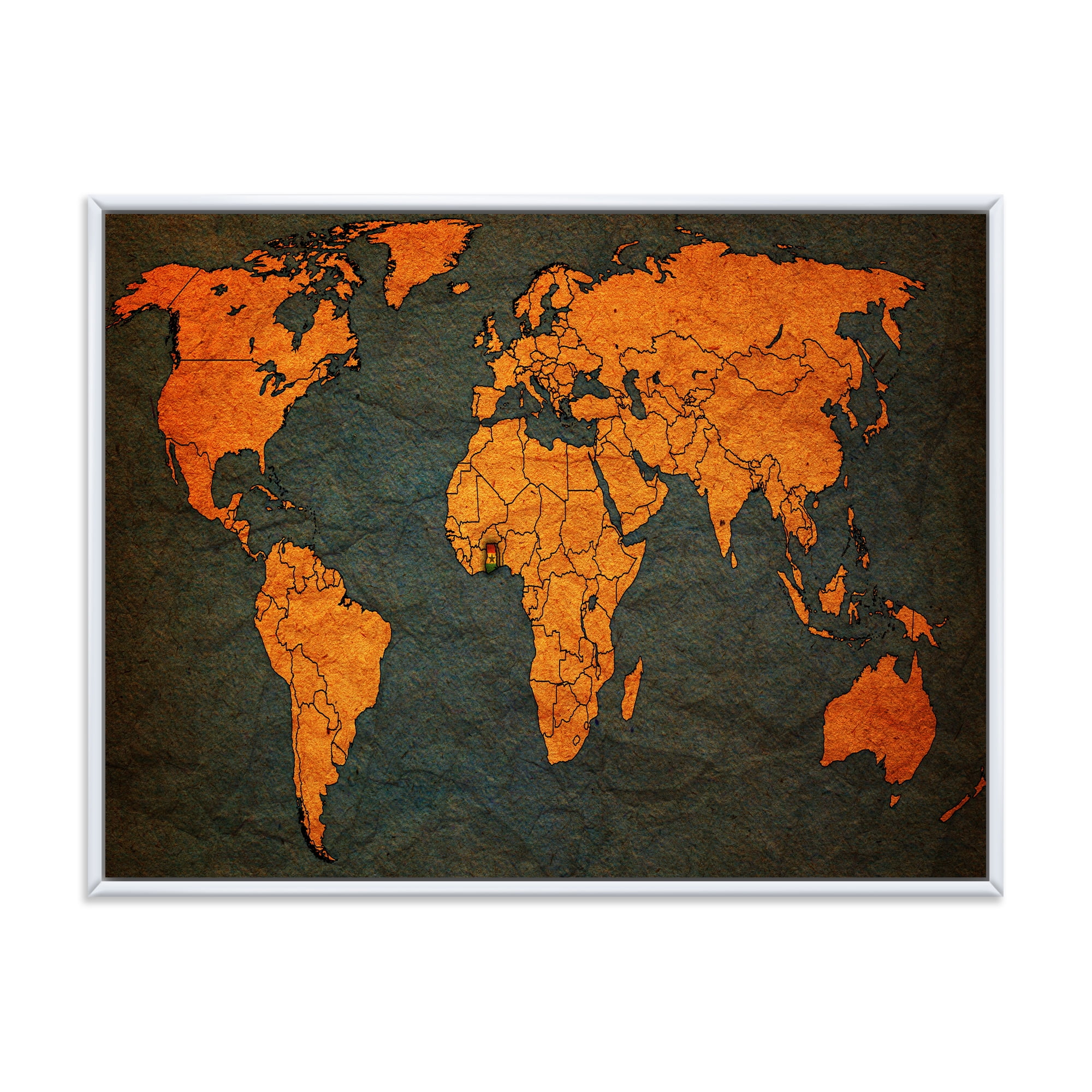 Designart 'Ancient World Map of Africa' Vintage Framed Canvas Wall Art Print