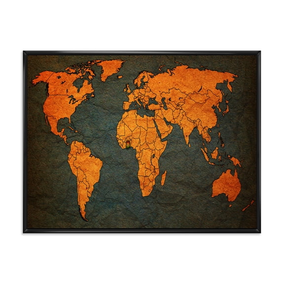 Designart 'Ancient World Map of Africa' Vintage Framed Canvas Wall Art Print