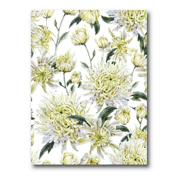 Designart ' Ancient Yellow Chrysanthemus I ' Traditional Canvas Wall Art Print