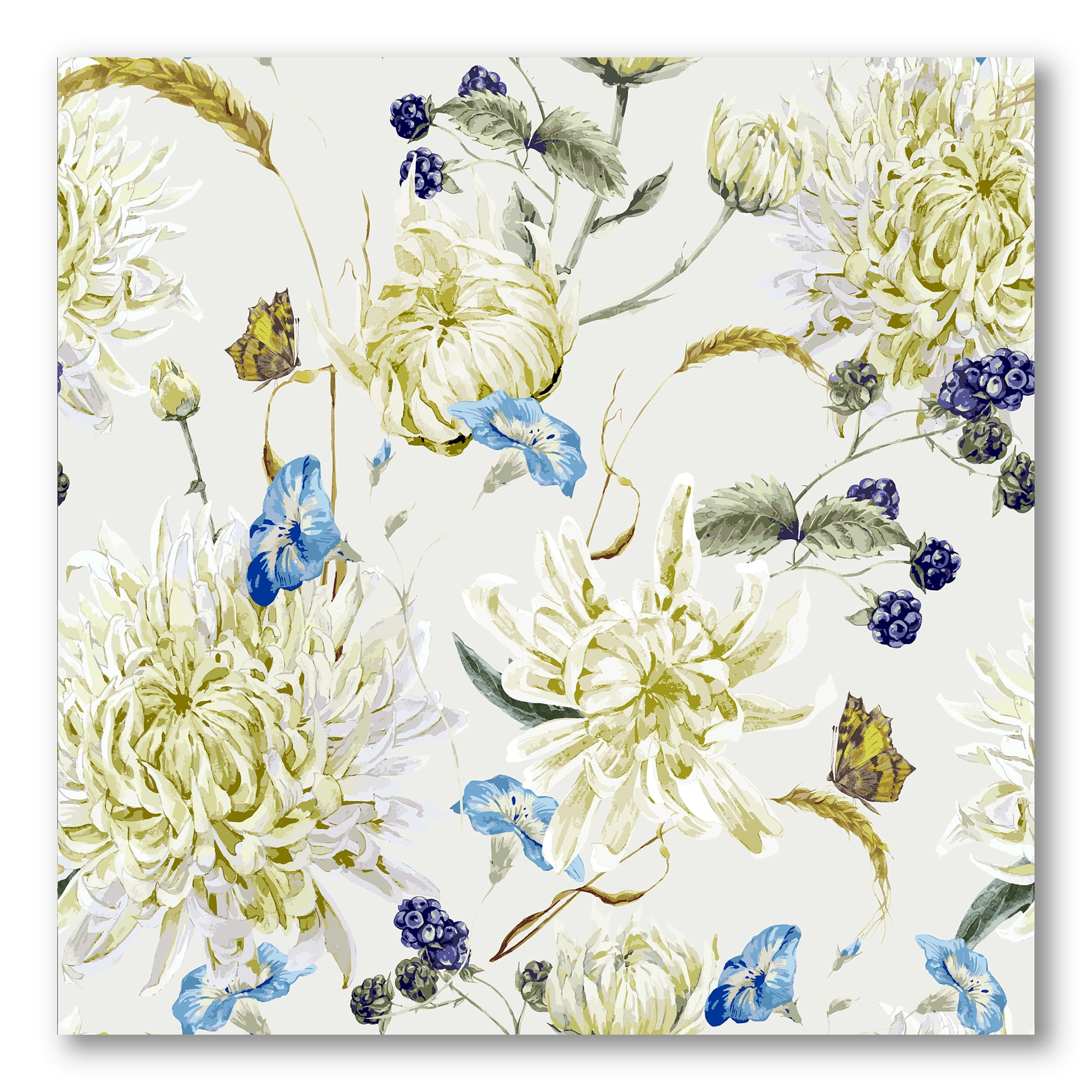 Designart ' Ancient Yellow Chrysanthemus II ' Traditional Canvas Wall Art Print