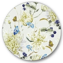 Designart 'Ancient Yellow Chrysanthemus II' Traditional Circle Metal Wall Art 36x36 - Disc of 36