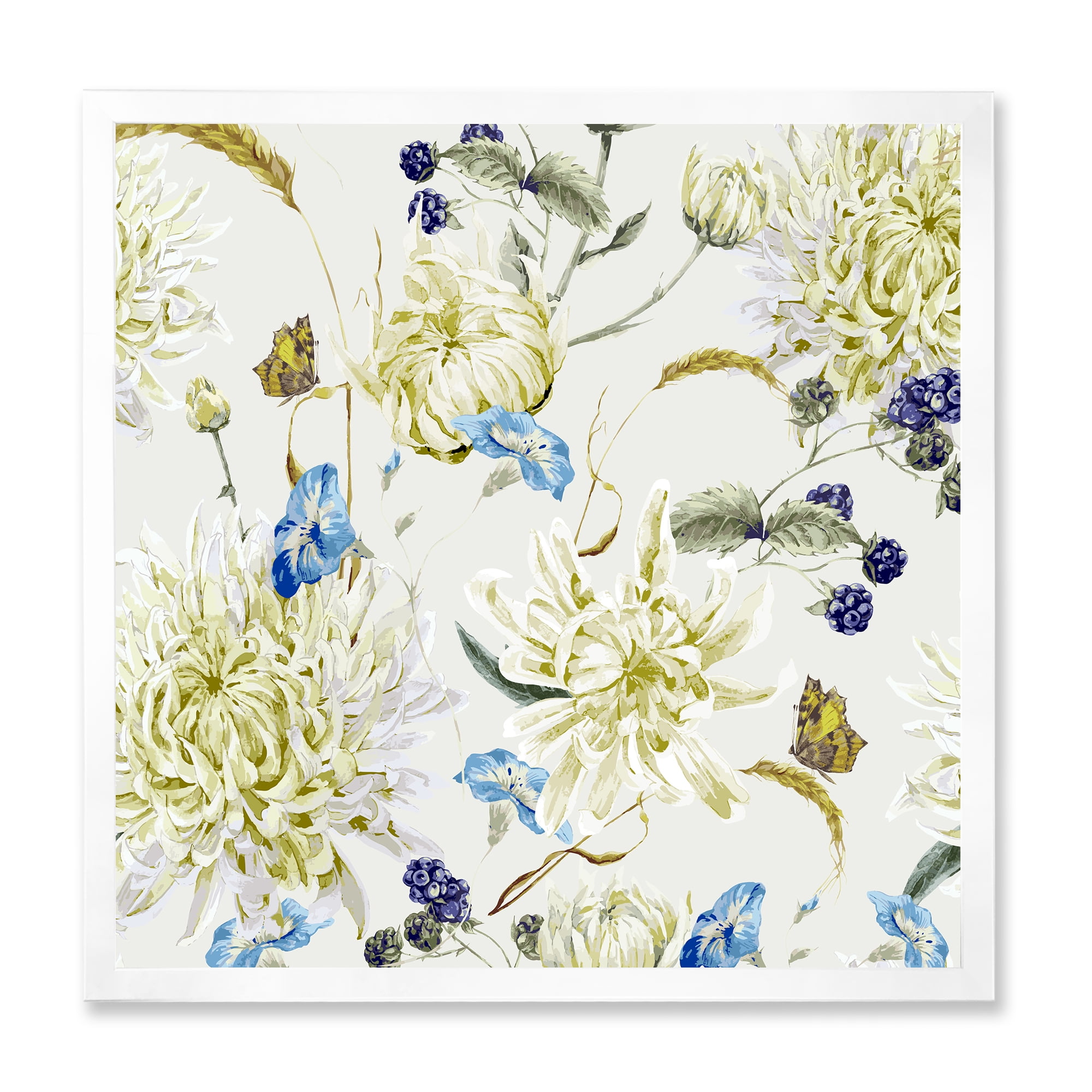 Designart 'Ancient Yellow Chrysanthemus II' Traditional Framed Art Print
