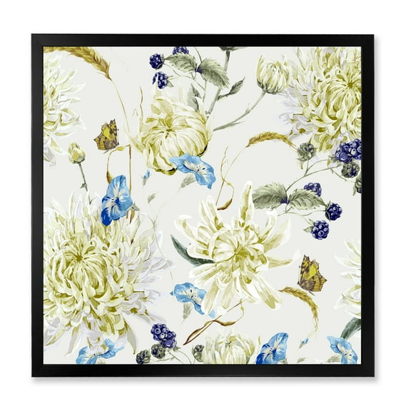 Designart 'Ancient Yellow Chrysanthemus II' Traditional Framed Art Print