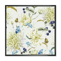 Designart 'Ancient Yellow Chrysanthemus II' Traditional Framed Canvas Wall Art Print
